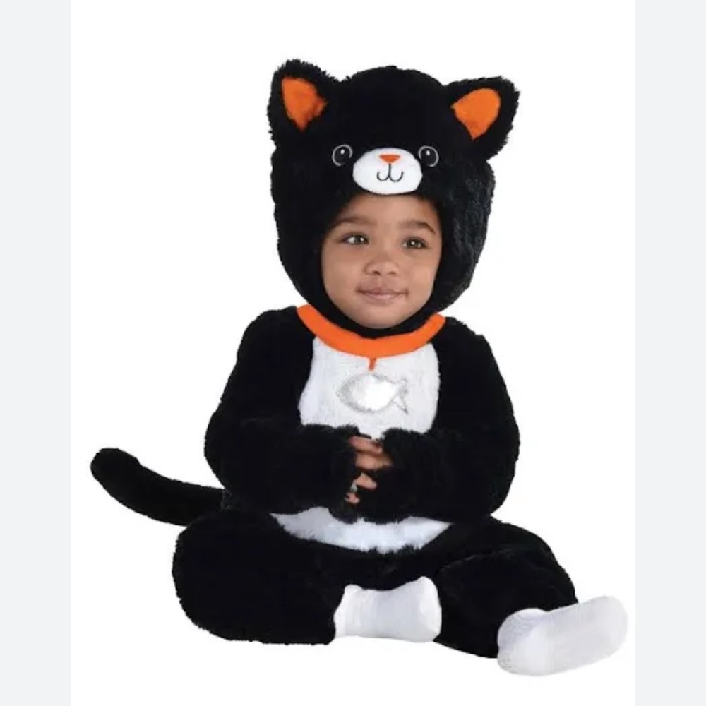 Cuddly Black Cat baby Halloween costume Size various